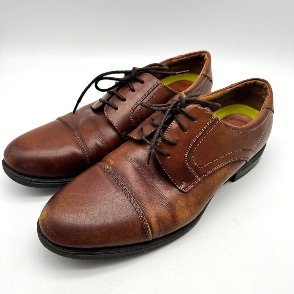 Florsheim Comfortech Dress Shoes Mens 10 D Brown Leather Oxford Cap Toe